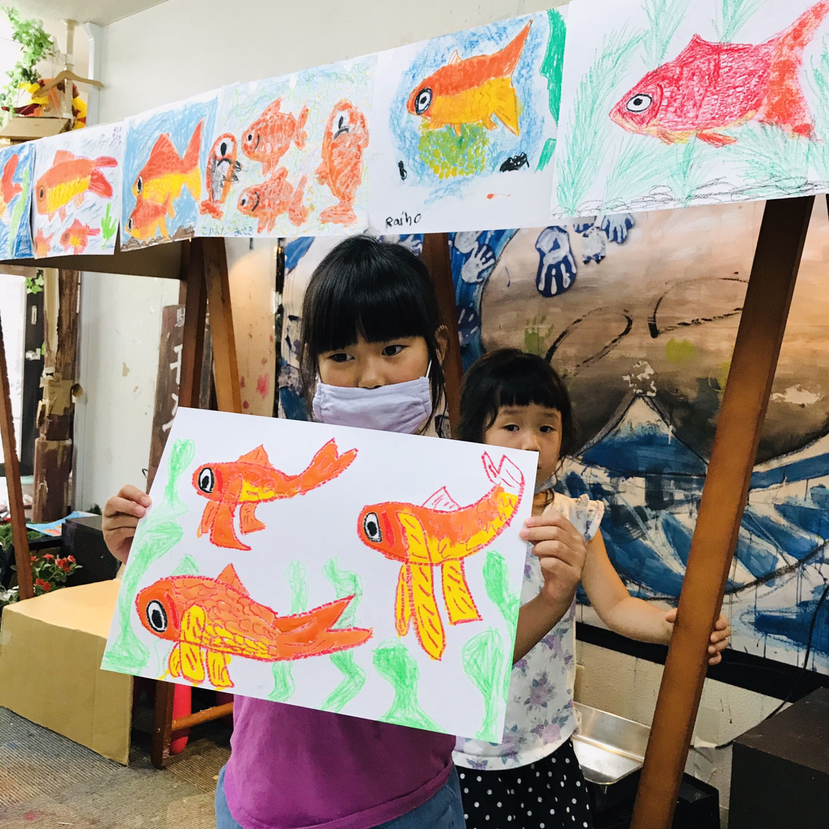 お絵描き教室で【お祭り気分で金魚すくい！】簡単手作りポイも | 大阪の子供向け絵画教室「モネスク」