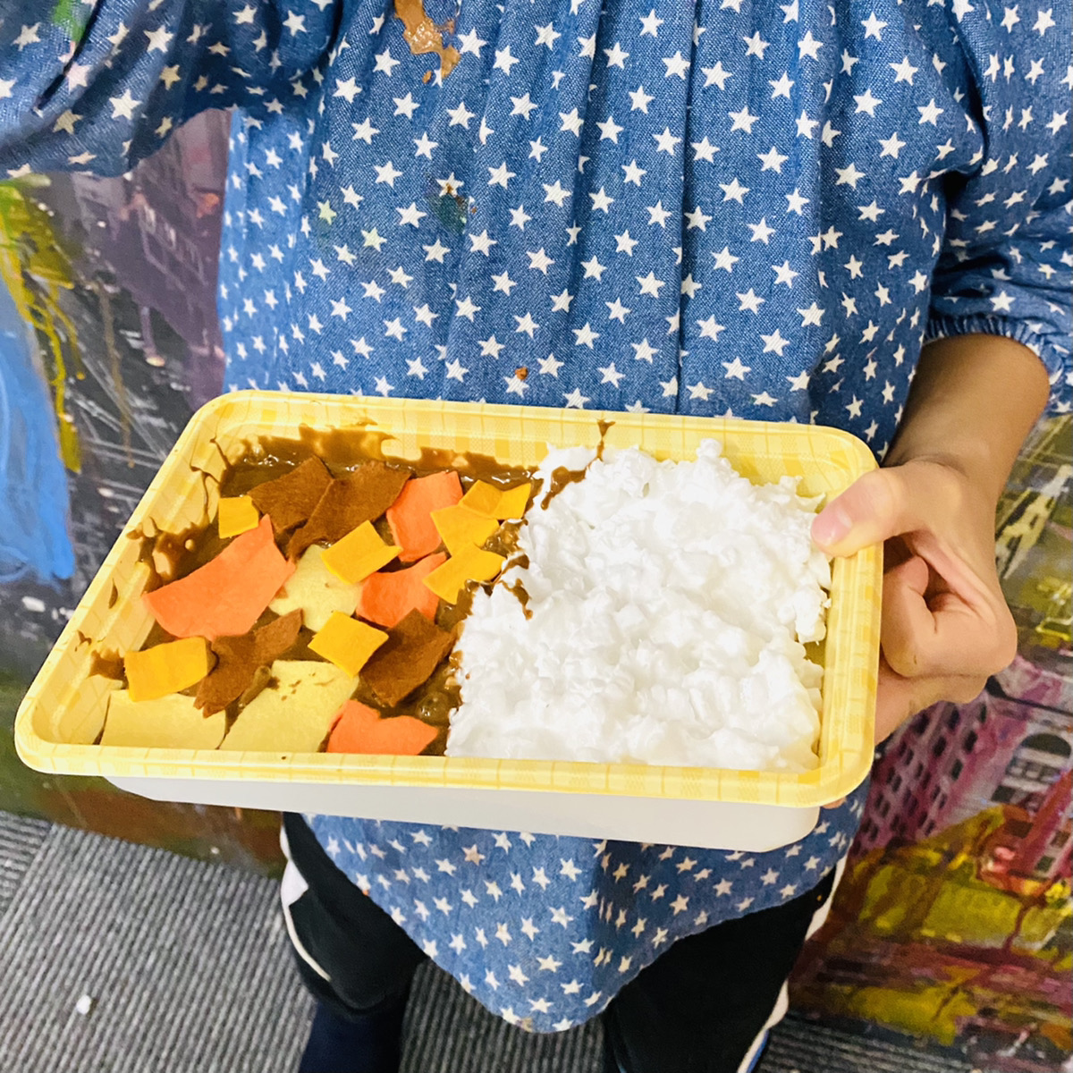 「カレースライム」をつくりました！ライスもふわふわスライムで！